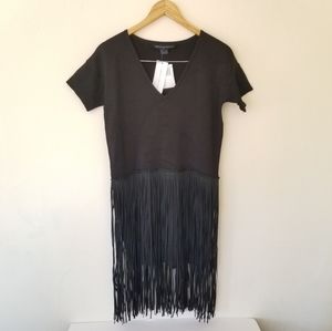 New with tags French connection black bandage fringe dress size 2